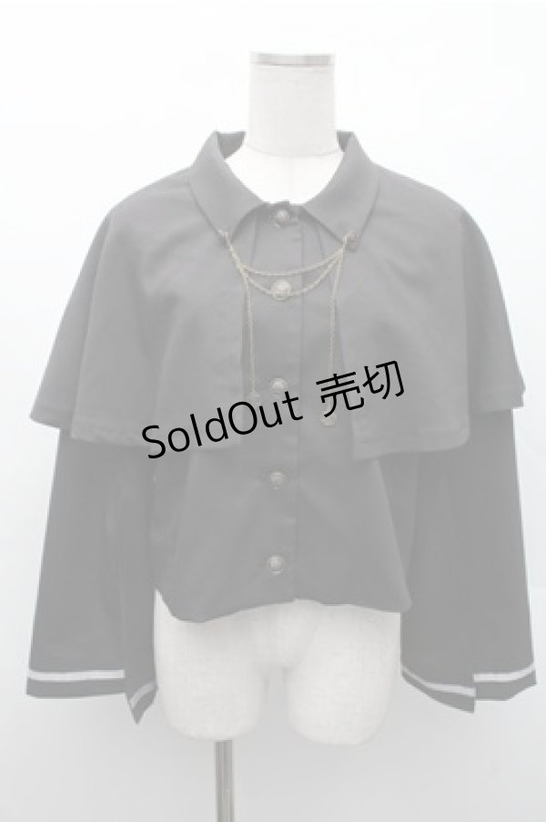 画像1: axes femme / チェーン付ケープジャケット  黒 S-26-02-17-023-AX-TO-AS-ZS (1)