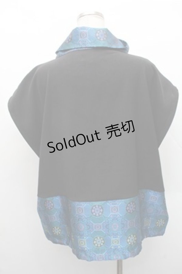 画像2: Deorart / チャイナ・中華ボタン　ジレ ベスト  黒ｘ青 S-26-02-17-025-PU-TO-AS-ZS (2)