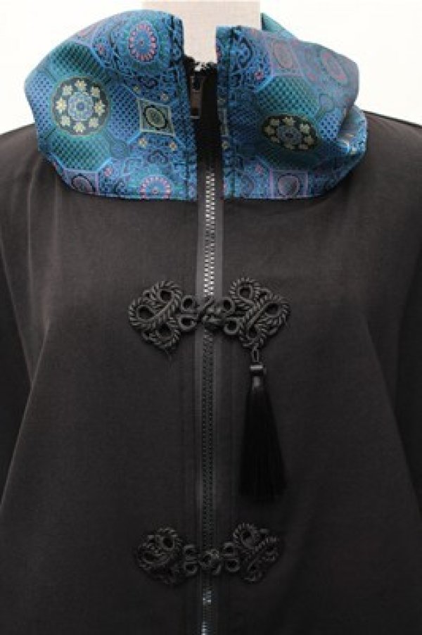 画像3: Deorart / チャイナ・中華ボタン　ジレ ベスト  黒ｘ青 S-26-02-17-025-PU-TO-AS-ZS (3)