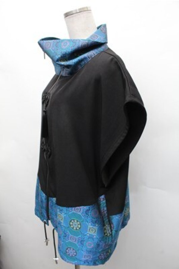 画像4: Deorart / チャイナ・中華ボタン　ジレ ベスト  黒ｘ青 S-26-02-17-025-PU-TO-AS-ZS (4)