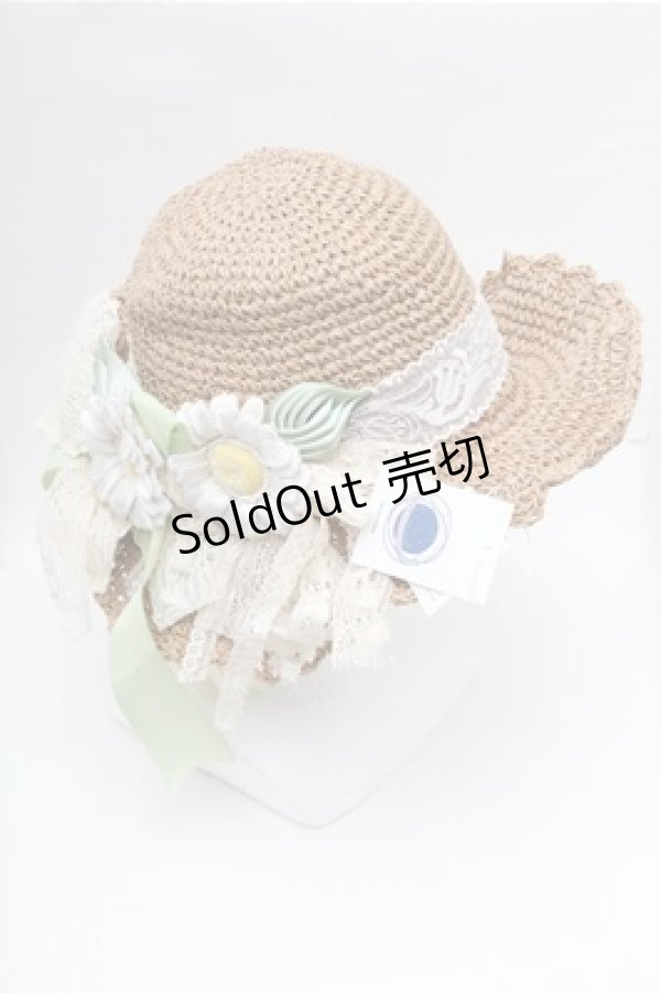 画像1: Hoshibako Works / チェルシーガールソフト麦わらハット  ベージュ S-26-02-17-005-LO-AC-AS-ZS (1)