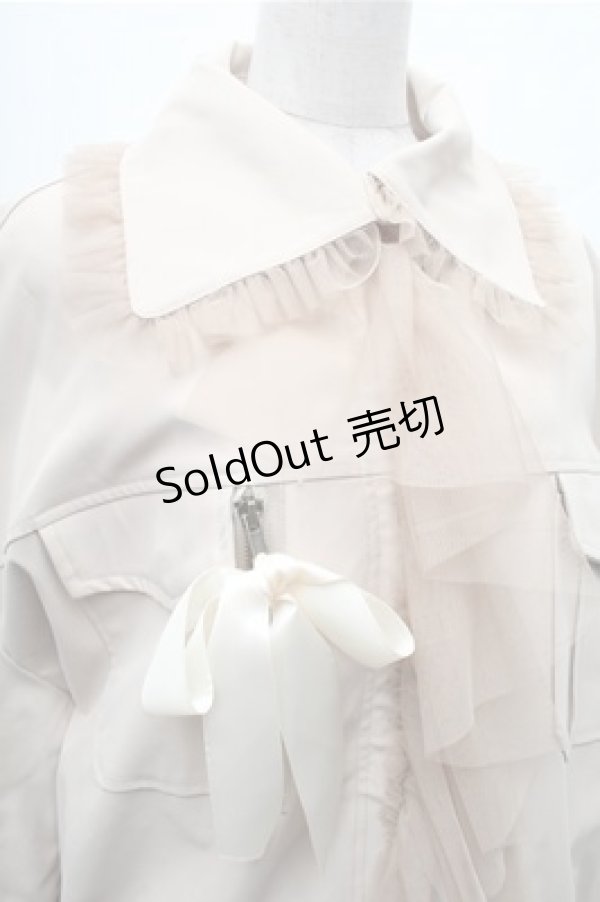 画像3: Swankiss / リボンチュールジャケット  オフ S-26-02-17-028-CA-JA-AS-ZS (3)