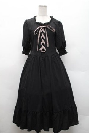 画像: m petit by misako / AMレースアップワンピース L 黒 S-26-02-17-031-LO-OP-AS-ZS