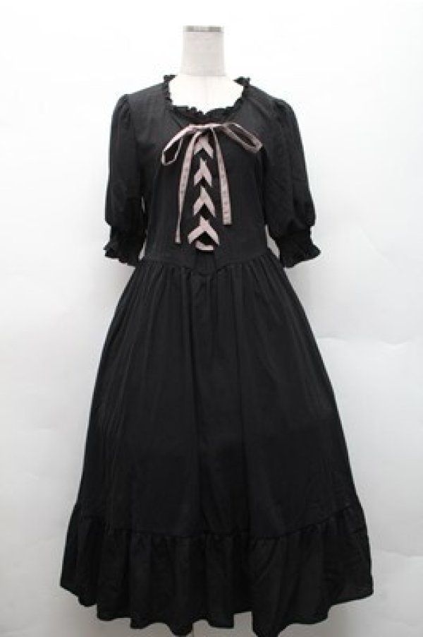 画像1: m petit by misako / AMレースアップワンピース L 黒 S-26-02-17-031-LO-OP-AS-ZS (1)