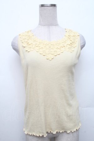 画像: axes femme / 吸水速乾モチーフレースタンク  イエロー S-26-02-18-027-AX-TO-HR-ZS