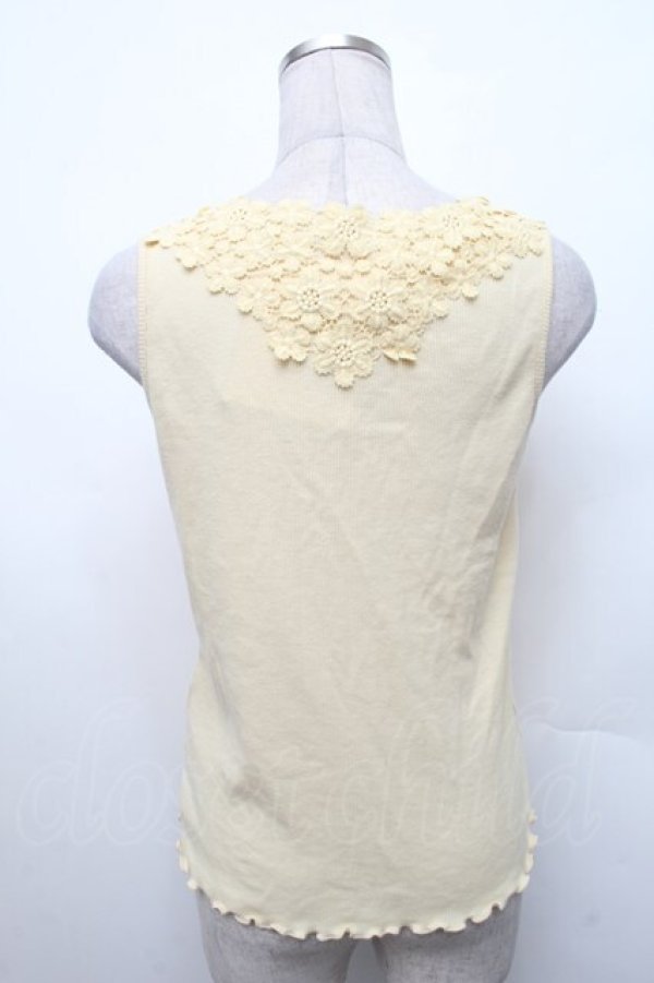 画像2: axes femme / 吸水速乾モチーフレースタンク  イエロー S-26-02-18-027-AX-TO-HR-ZS (2)