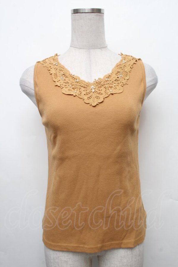 画像1: axes femme / モチーフレースタンク  からし S-26-02-18-029-AX-TO-HR-ZS (1)