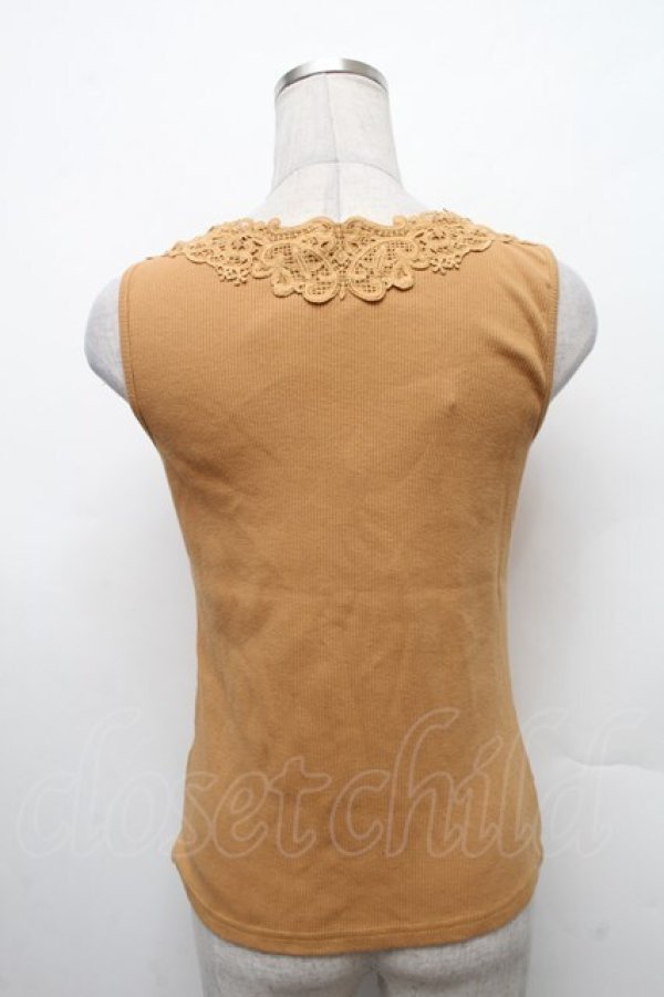 画像2: axes femme / モチーフレースタンク  からし S-26-02-18-029-AX-TO-HR-ZS (2)