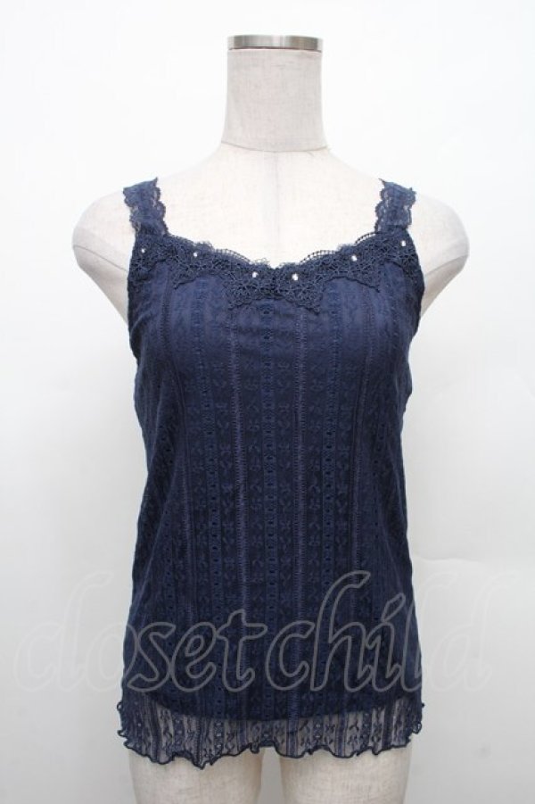 画像1: axes femme / 総レースキャミタンク  紺 S-26-02-18-030-AX-TO-HR-ZS (1)