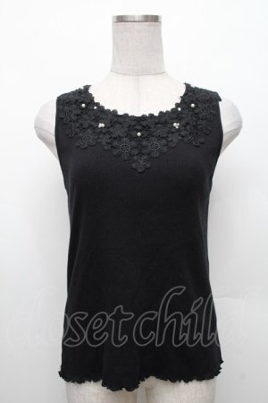 画像: axes femme / 吸水速乾モチーフレースタンク  黒 S-26-02-18-032-AX-TO-HR-ZS