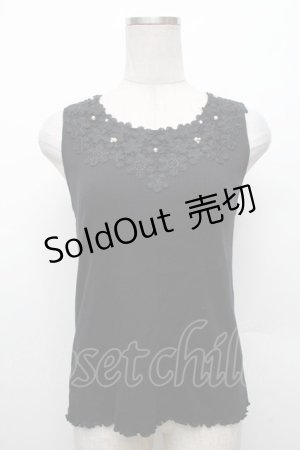 画像: axes femme / 吸水速乾モチーフレースタンク  黒 S-26-02-18-032-AX-TO-HR-ZS