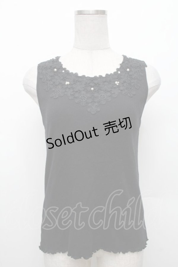 画像1: axes femme / 吸水速乾モチーフレースタンク  黒 S-26-02-18-032-AX-TO-HR-ZS (1)