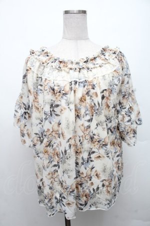 画像: axes femme / /お花シフォントップス  アイボリー S-26-02-18-034-AX-TO-HR-ZS