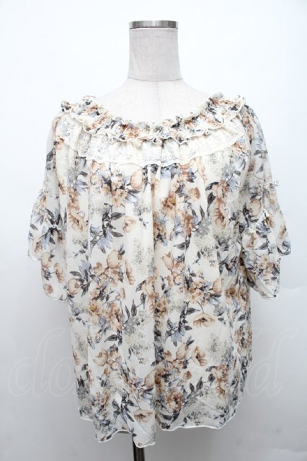 画像1: axes femme / /お花シフォントップス  アイボリー S-26-02-18-034-AX-TO-HR-ZS (1)