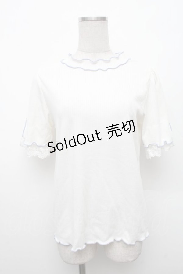 画像1: axes femme / バイカラーメロー袖レースプルオーバー  白 S-26-02-18-035-AX-TO-HR-ZS (1)