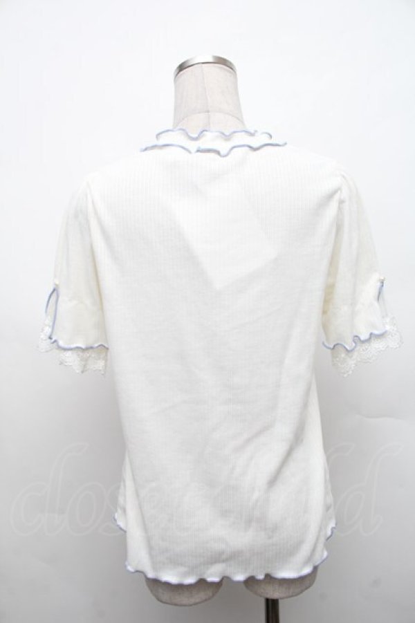 画像2: axes femme / バイカラーメロー袖レースプルオーバー  白 S-26-02-18-035-AX-TO-HR-ZS (2)