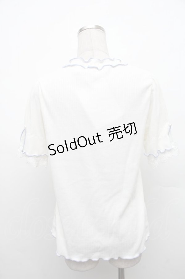 画像2: axes femme / バイカラーメロー袖レースプルオーバー  白 S-26-02-18-035-AX-TO-HR-ZS (2)