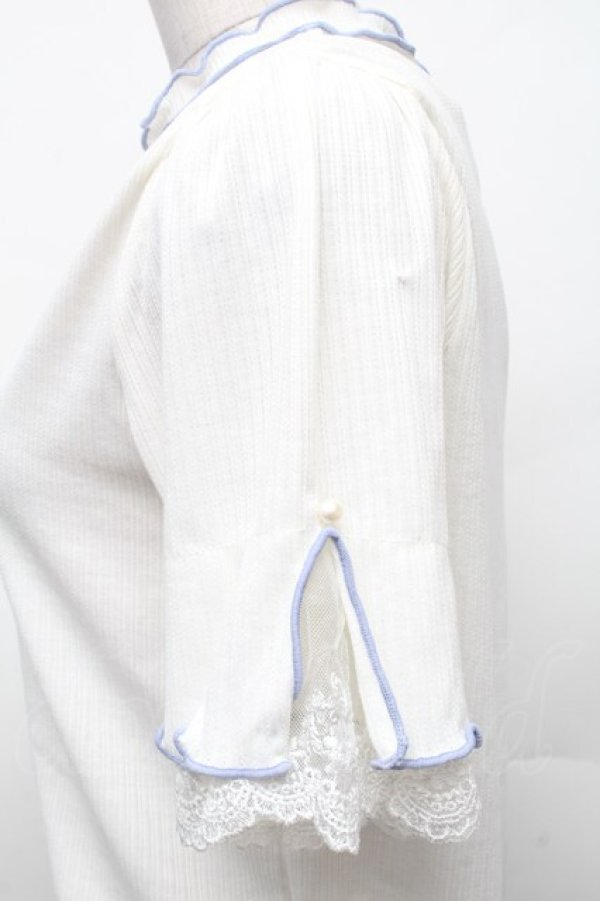 画像3: axes femme / バイカラーメロー袖レースプルオーバー  白 S-26-02-18-035-AX-TO-HR-ZS (3)