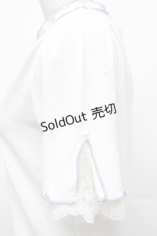 画像3: axes femme / バイカラーメロー袖レースプルオーバー  白 S-26-02-18-035-AX-TO-HR-ZS (3)