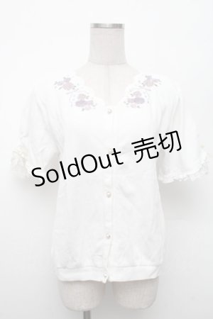 画像: axes femme / ローズ刺繍カットカーディガン  白 S-26-02-18-036-AX-TO-HR-ZS