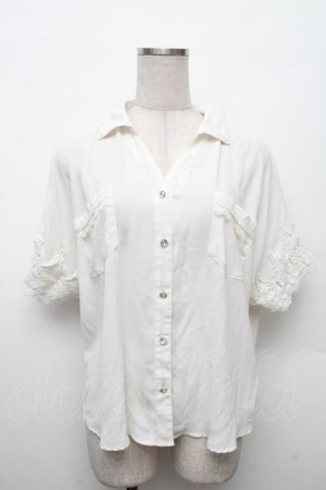 画像: axes femme / バックレースアップシフォンブラウス  白 S-26-02-18-037-AX-BL-HR-ZS