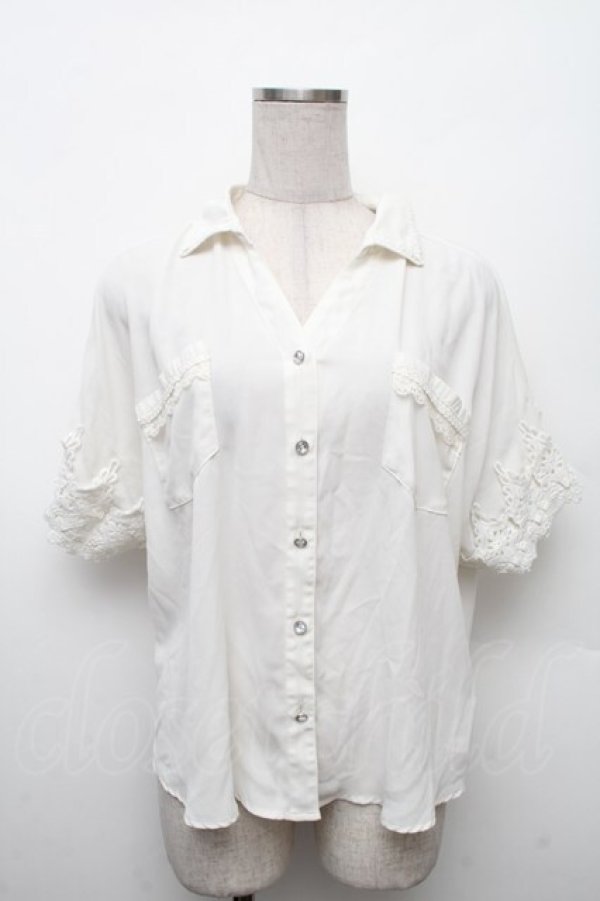 画像1: axes femme / バックレースアップシフォンブラウス  白 S-26-02-18-037-AX-BL-HR-ZS (1)