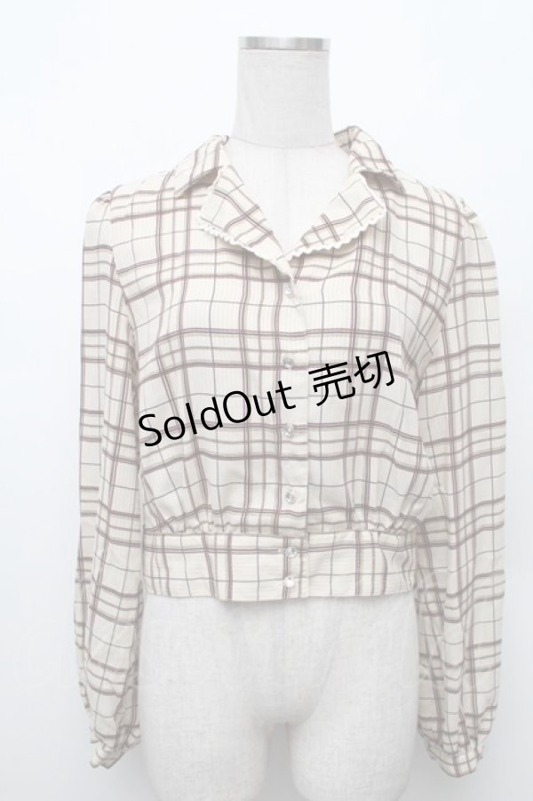 画像1: axes femme POETIQUE / チェック羽織りブラウス  ベージュ S-26-02-18-038-AX-BL-HR-ZS (1)