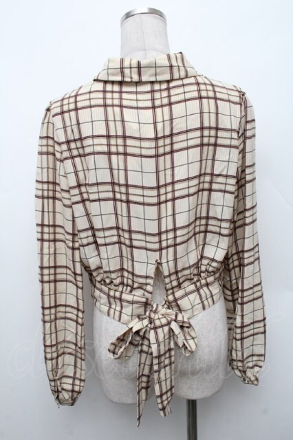 画像2: axes femme POETIQUE / チェック羽織りブラウス  ベージュ S-26-02-18-038-AX-BL-HR-ZS (2)