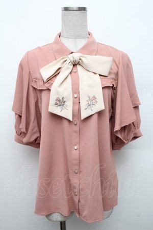 画像: axes femme / ブーケリボン刺繍ブラウス  ピンク S-26-02-18-040-AX-BL-HR-ZS