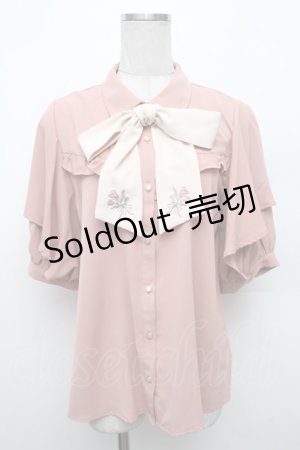画像: axes femme / ブーケリボン刺繍ブラウス  ピンク S-26-02-18-040-AX-BL-HR-ZS