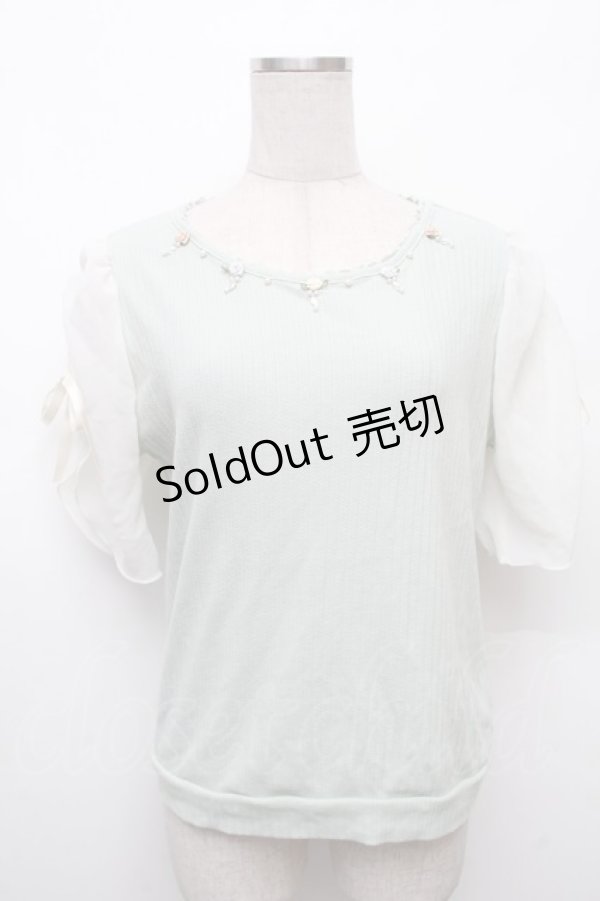 画像1: axes femme / ドロストフレア袖巻きバラプルオーバー  ミント S-26-02-18-043-AX-TO-HR-ZS (1)