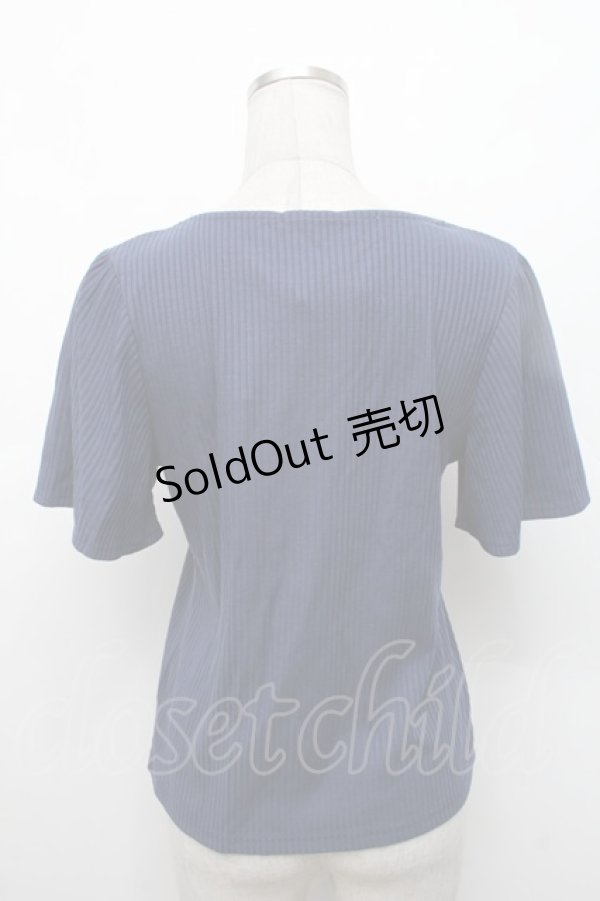 画像2: axes femme / 花刺繍スカラップレースプルオーバー  紺 S-26-02-18-045-AX-TO-HR-ZS (2)