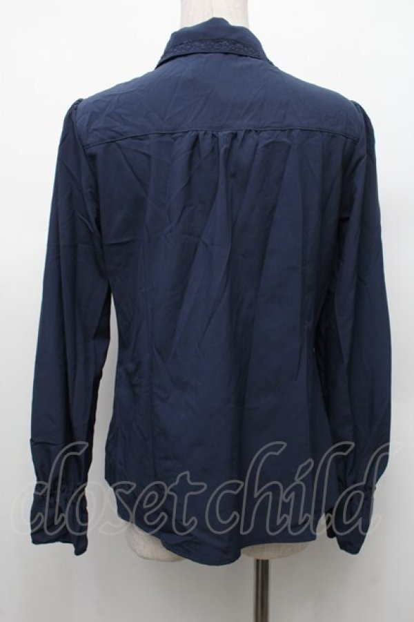 画像2: axes femme / 刺繍リボンブラウス  紺 S-26-02-18-046-AX-BL-HR-ZS (2)