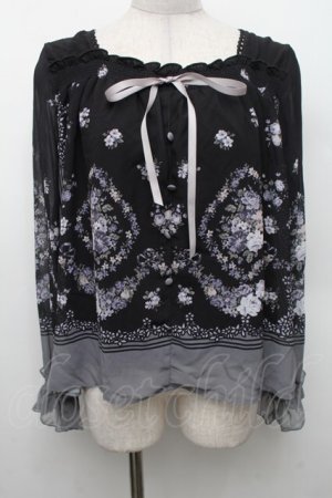 画像: axes femme / ブーケパネル柄プルオーバー  黒 S-26-02-18-047-AX-TO-HR-ZS