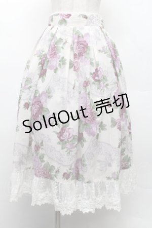 画像: axes femme / ラフィネローズ柄タックスカート F オフ×紫 S-26-02-18-058-AX-SK-TE-ZS