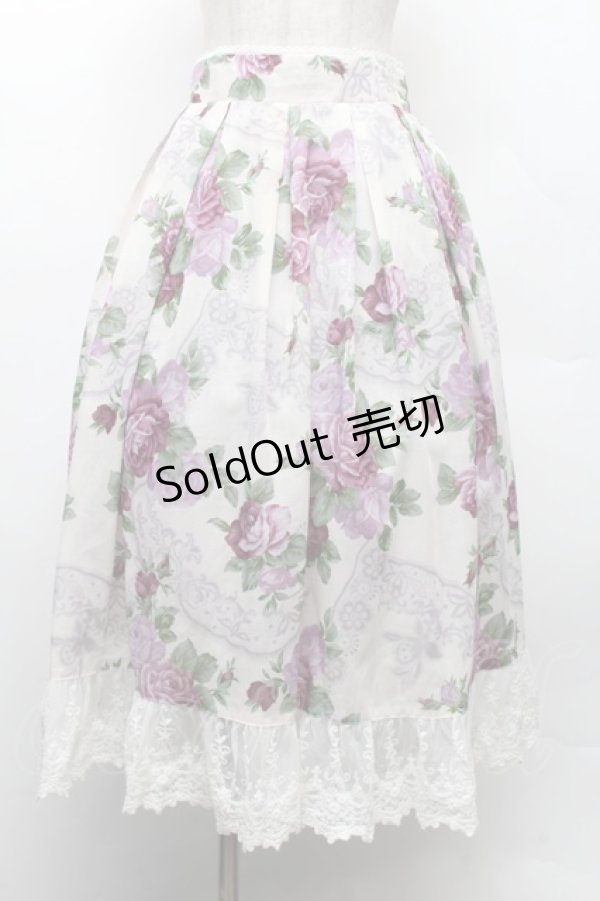 画像1: axes femme / ラフィネローズ柄タックスカート F オフ×紫 S-26-02-18-058-AX-SK-TE-ZS (1)