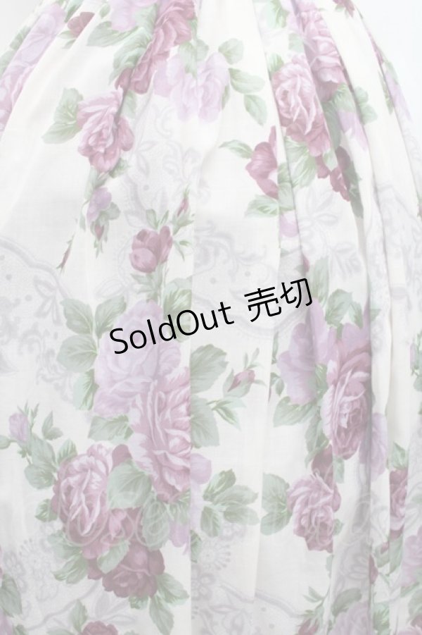 画像3: axes femme / ラフィネローズ柄タックスカート F オフ×紫 S-26-02-18-058-AX-SK-TE-ZS (3)