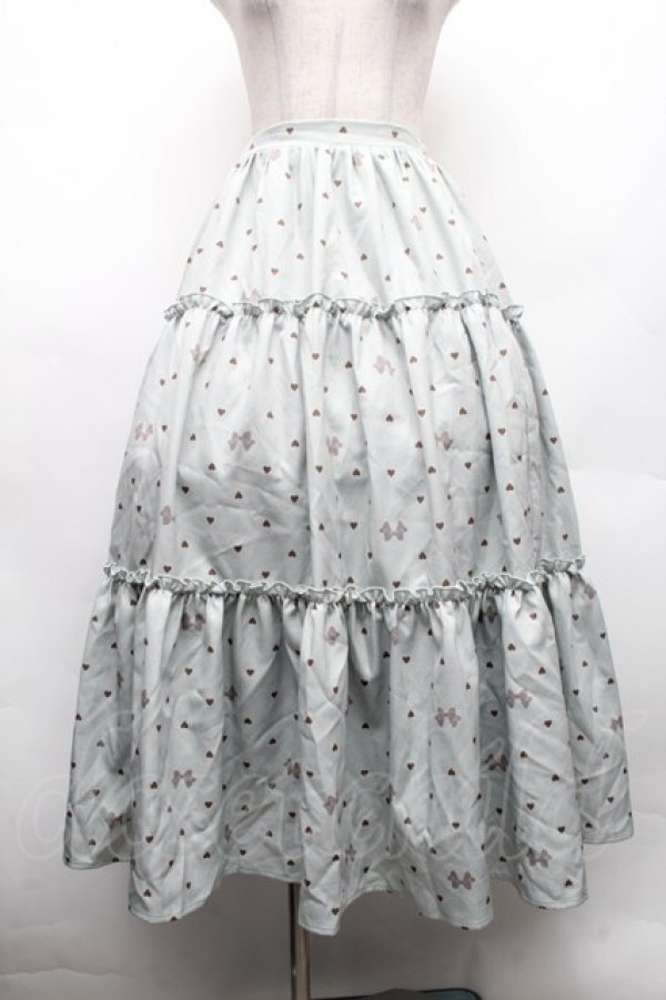 画像1: axes femme kawaii / ハートドット柄ティアードスカート  ミント S-26-02-18-059-AX-SK-AS-ZS (1)