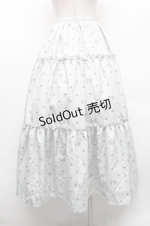 画像2: axes femme kawaii / ハートドット柄ティアードスカート  ミント S-26-02-18-059-AX-SK-AS-ZS (2)