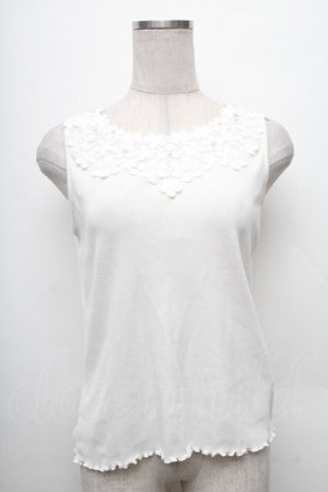 画像: axes femme / 吸水速乾モチーフレースタンク  白 S-26-02-18-021-AX-TO-HR-ZS