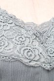 画像3: axes femme / 薔薇レース使いリブタンク  ブルー S-26-02-18-025-AX-TO-HR-ZS (3)