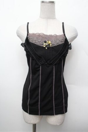 画像: OZZ ANGELO / プリーツデザインキャミソール  黒 S-26-02-20-032-OO-OP-AS-ZS