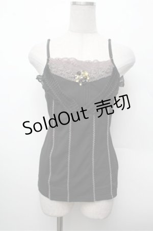 画像: OZZ ANGELO / プリーツデザインキャミソール  黒 S-26-02-20-032-OO-OP-AS-ZS