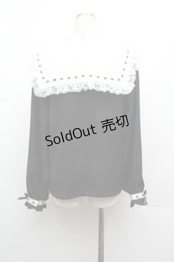 画像3: Secret Honey / フリル襟ブラウス  黒ｘ白 S-26-02-20-035-CA-TS-AS-ZS (3)