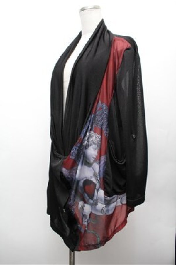 画像2: h.NAOTO / 切替変形カーディガン  黒 S-26-02-20-039-HN-TO-AS-ZS (2)