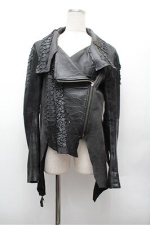 画像: h.NAOTO / ドラゴンレザージャケット  黒 S-26-02-20-040-HN-JA-AS-ZS