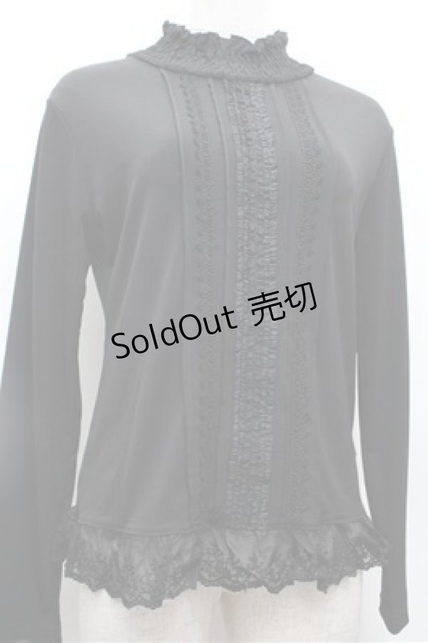 画像2: LOLITA / ピンタックレーストップス  黒 S-26-02-20-041-LO-BL-TE-ZS (2)