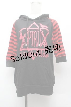 画像: Dig Deep / プリント半袖パーカー L 黒×赤 S-26-02-20-043-PU-TO-TE-ZS