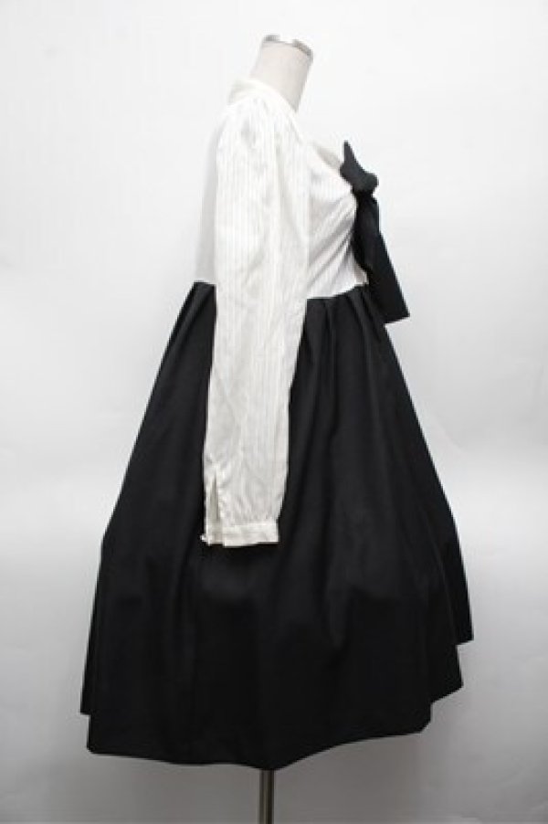 画像2: ネバアランド / 曼珠沙華ワンピース  白ｘ黒 S-26-02-20-044-LO-OP-AS-ZS (2)