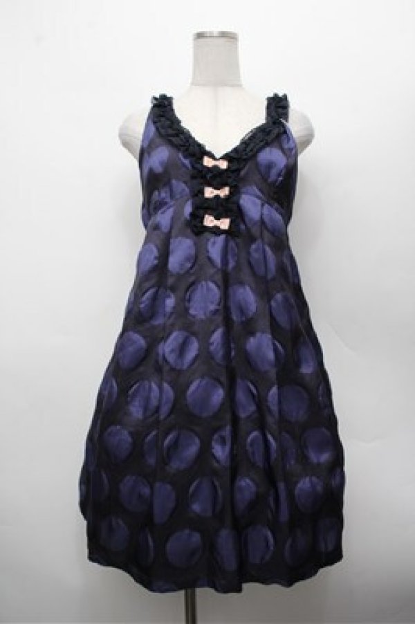 画像1: Emily Temple cute /  ドットジャンパースカート  ネイビー S-26-02-20-046-ET-OP-TE-ZS (1)